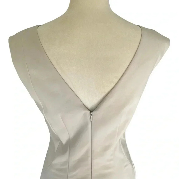Club Monaco Sheath Fitted Bodycon Neutral Ivory Midi Knee Length Dress Women S 8 - Picture 6 of 8